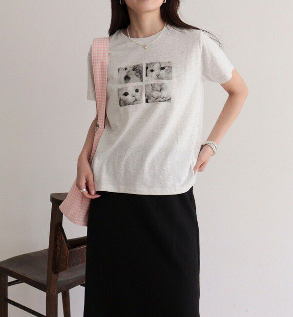 fredy emue「刺しゅう入りCAT PHOTO Tシャツ」|Tシャツ・カットソー|