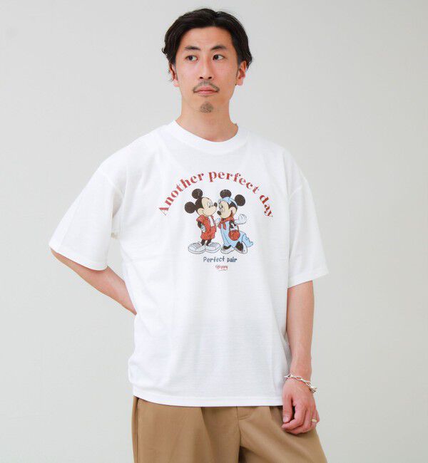 GLOSTER「【ユニセックスで着れる】梨地ミッキー＆ミニープリント Tシャツ」|Tシャツ・カットソー|