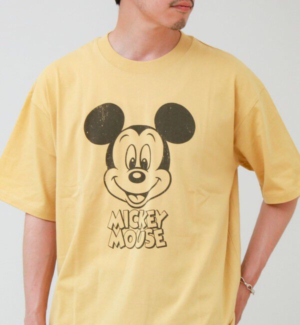 GLOSTER「【前後で映える】ミッキーフェイス＆ロゴプリントT」|Tシャツ・カットソー|