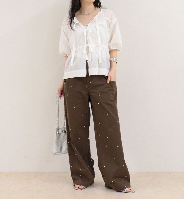 fredy emue「刺しゅう入りコットンツイルルーズパンツ」|チノ|