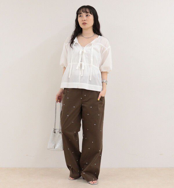 fredy emue「刺しゅう入りコットンツイルルーズパンツ」|チノ|