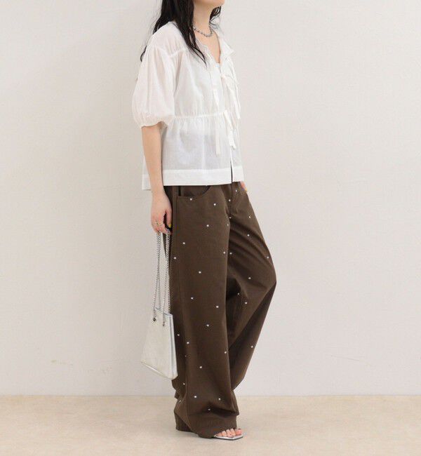 fredy emue「刺しゅう入りコットンツイルルーズパンツ」|チノ|