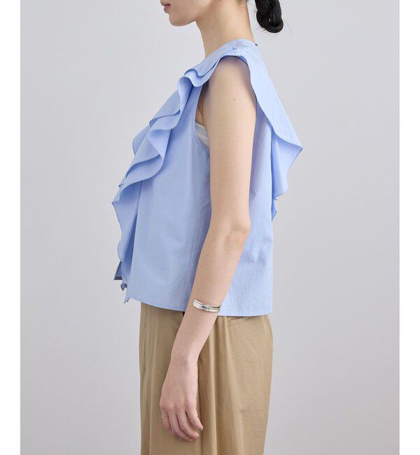 SALON adam et rope'「【WEB限定】コットンリネンタイプライターフリルブラウス」|シャツ・ブラウス|
