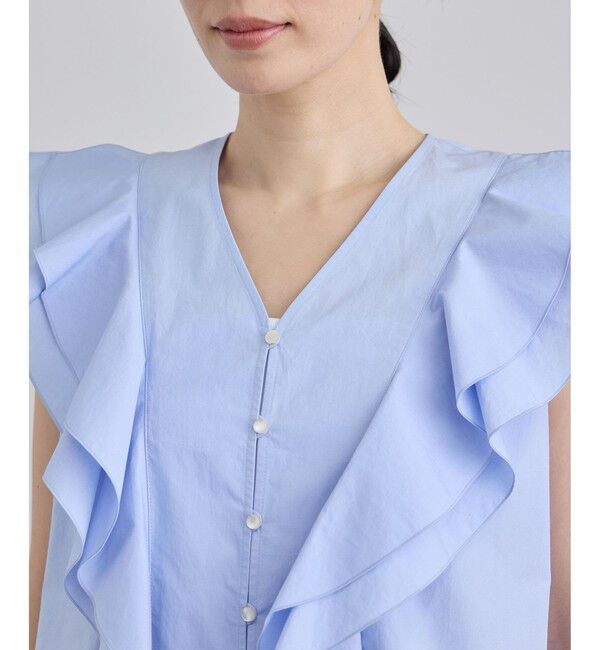 SALON adam et rope'「【WEB限定】コットンリネンタイプライターフリルブラウス」|シャツ・ブラウス|