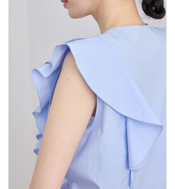 SALON adam et rope'「【WEB限定】コットンリネンタイプライターフリルブラウス」|シャツ・ブラウス|