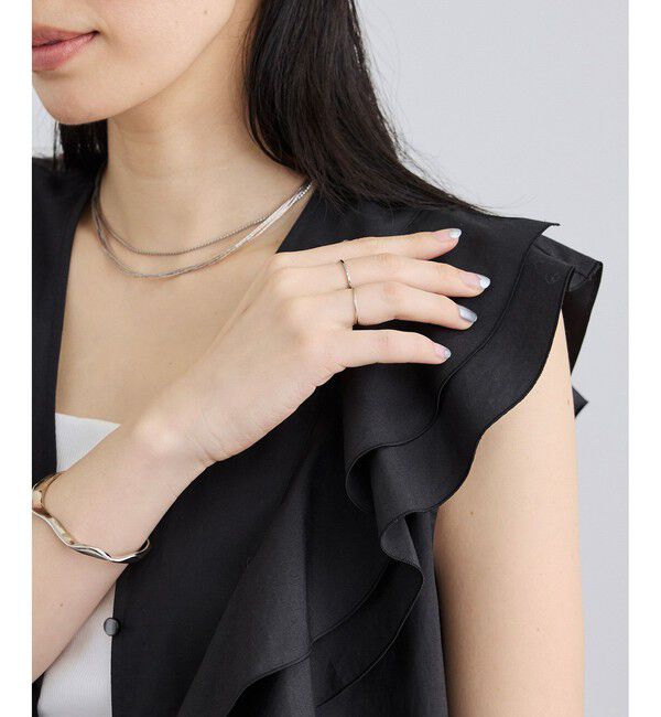 SALON adam et rope'「【WEB限定】コットンリネンタイプライターフリルブラウス」|シャツ・ブラウス|