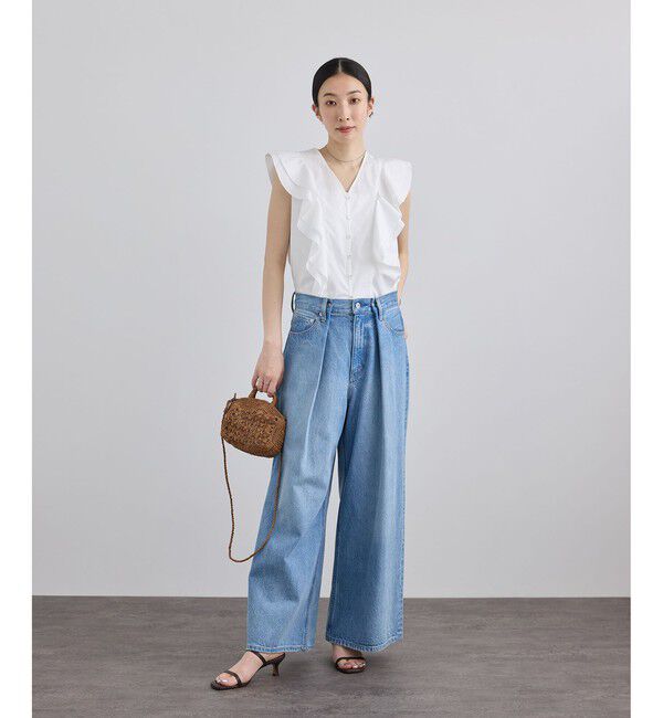 SALON adam et rope'「【WEB限定】コットンリネンタイプライターフリルブラウス」|シャツ・ブラウス|