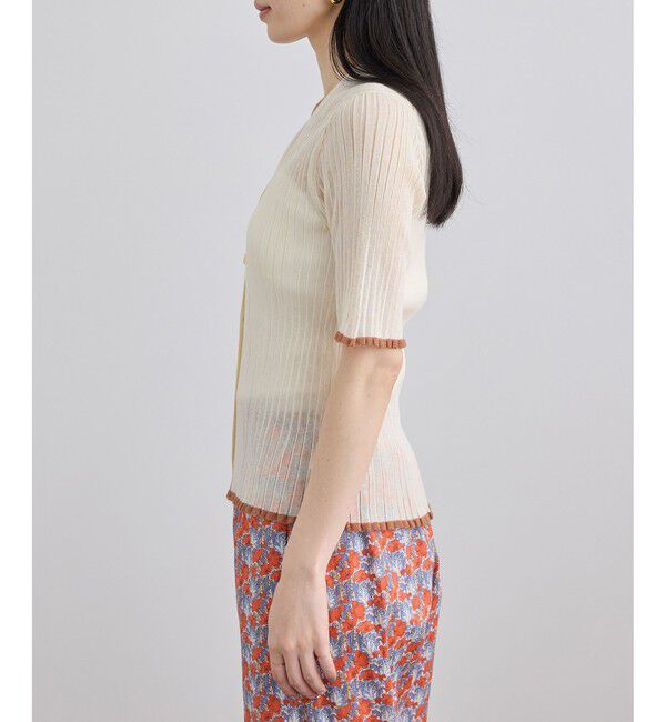 SALON adam et rope'「シアーワイドリブVネックカーディガン」|カーディガン|