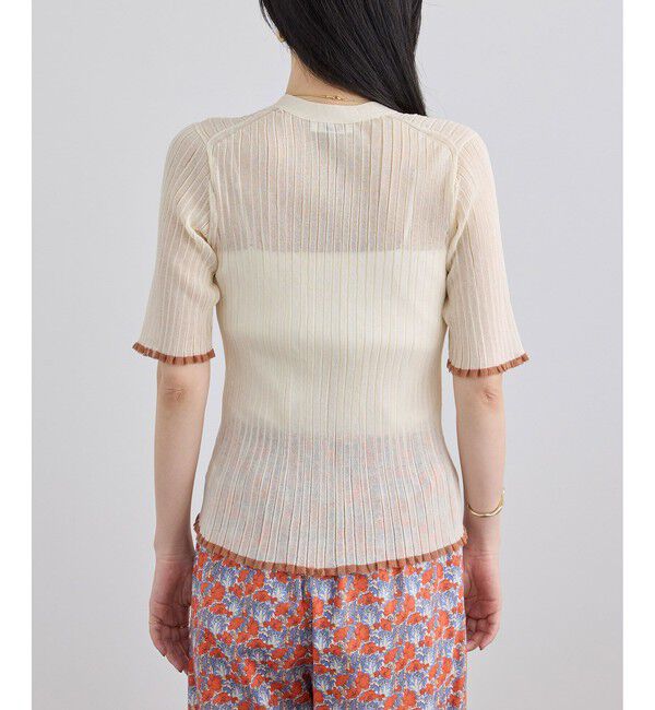 SALON adam et rope'「シアーワイドリブVネックカーディガン」|カーディガン|