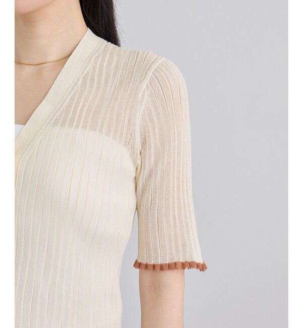 SALON adam et rope'「シアーワイドリブVネックカーディガン」|カーディガン|