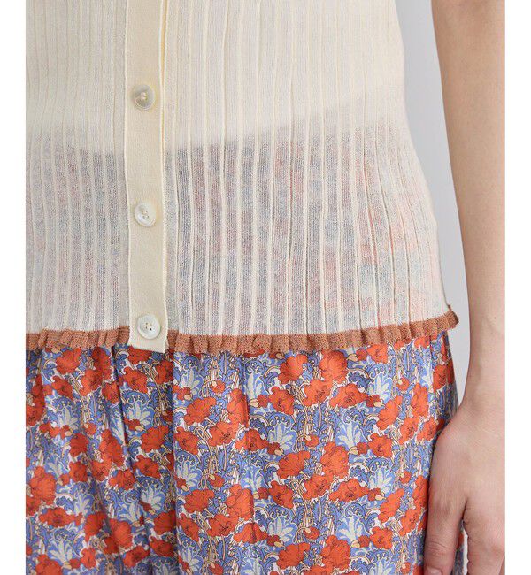 SALON adam et rope'「シアーワイドリブVネックカーディガン」|カーディガン|