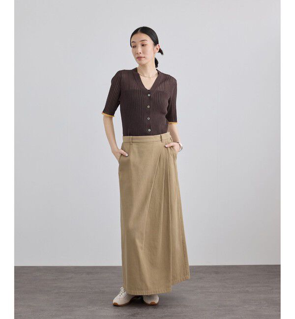 SALON adam et rope'「シアーワイドリブVネックカーディガン」|カーディガン|