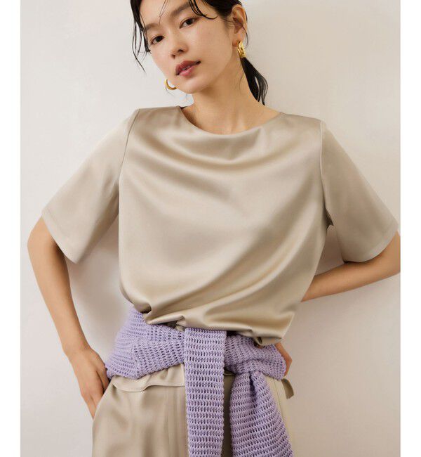 ROPE「ドレープサテンティーブラウス/セットアップ対応・イージーケア」|シャツ・ブラウス|