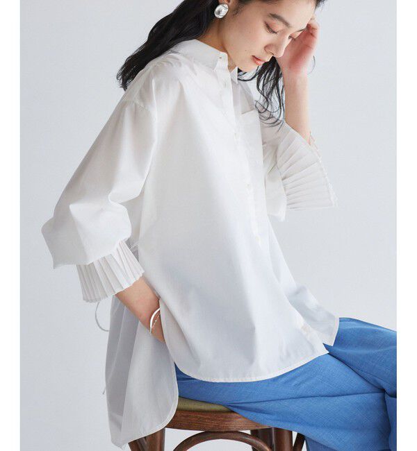 VIS「【洗える】プリーツスリーブフレアーシャツ」|シャツ・ブラウス|