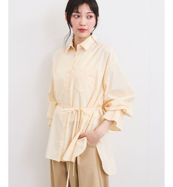 VIS「【洗える】プリーツスリーブフレアーシャツ」|シャツ・ブラウス|クリーム