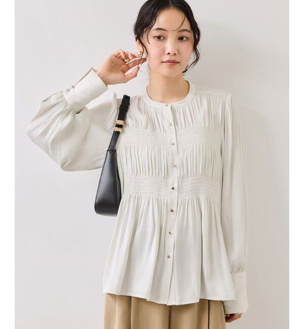 VIS「エアリーサテンシャーリングブラウス/イージーケア」|シャツ・ブラウス|
