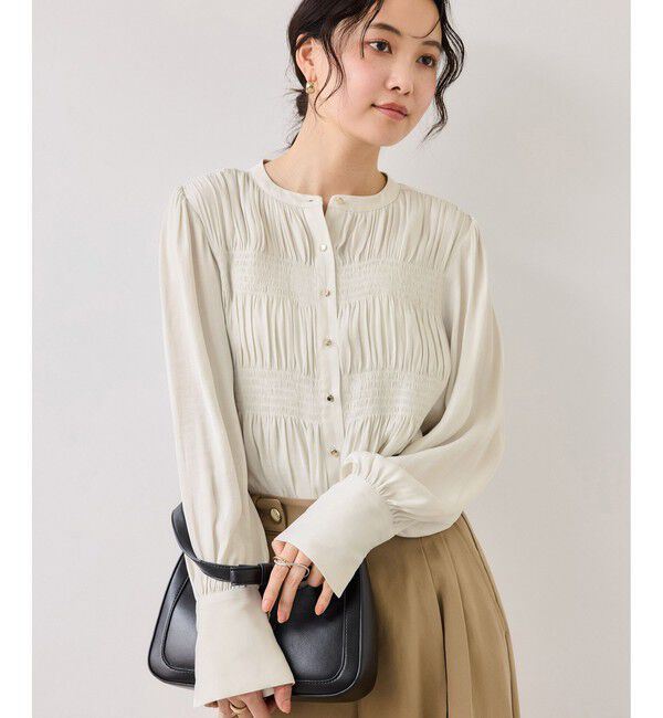 VIS「エアリーサテンシャーリングブラウス/イージーケア」|シャツ・ブラウス|