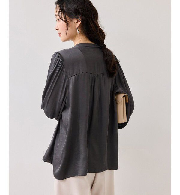 VIS「エアリーサテンシャーリングブラウス/イージーケア」|シャツ・ブラウス|