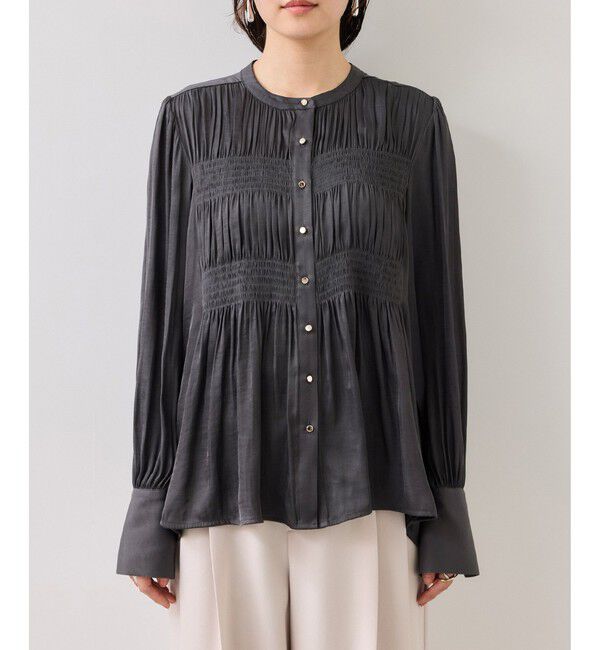 VIS「エアリーサテンシャーリングブラウス/イージーケア」|シャツ・ブラウス|