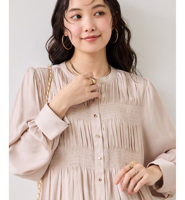 VIS「エアリーサテンシャーリングブラウス/イージーケア」|シャツ・ブラウス|