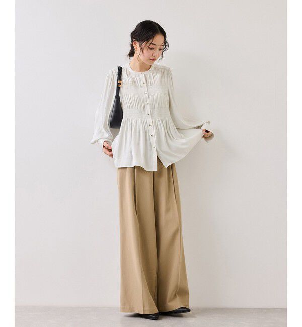 VIS「エアリーサテンシャーリングブラウス/イージーケア」|シャツ・ブラウス|