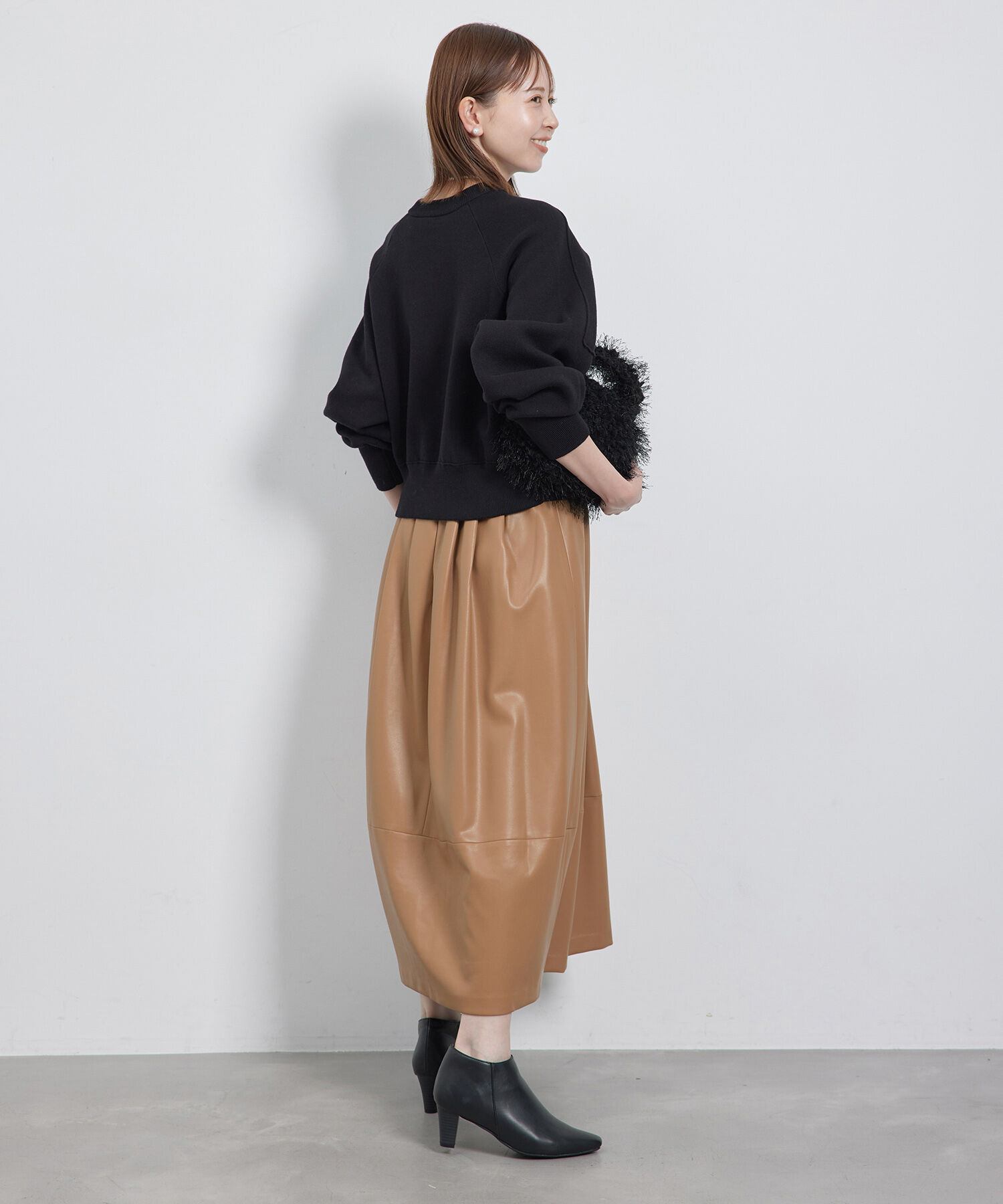 Rope&rsquo;Picnic「【emur/エミュール】シンセティックレザーコクーンスカート」|スカート|