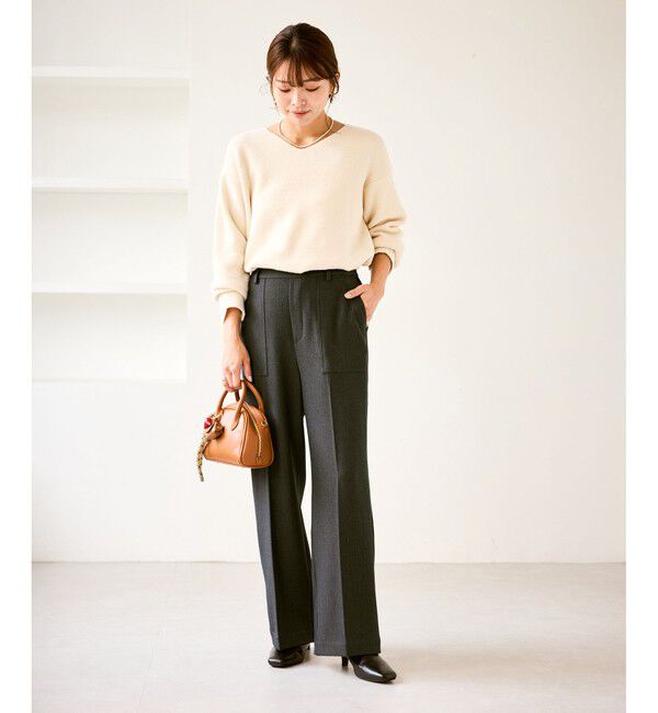 Rope&rsquo;Picnic「ベイカーワイドパンツ/通勤対応」|チノ|