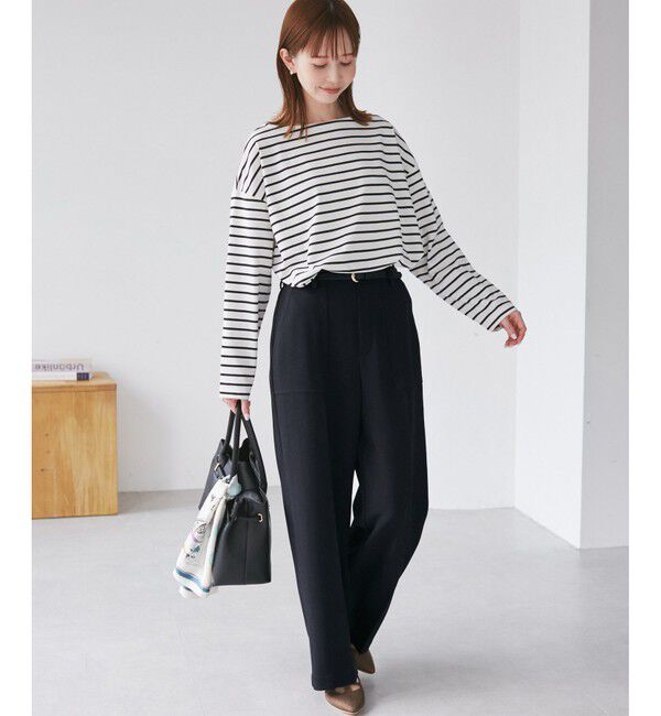 Rope&rsquo;Picnic「ベイカーワイドパンツ/通勤対応」|チノ|