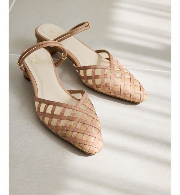 ROPE PICNIC PASSAGE「チェックオーガンジーストラップサンダル」|サンダル|ピンク系(65)