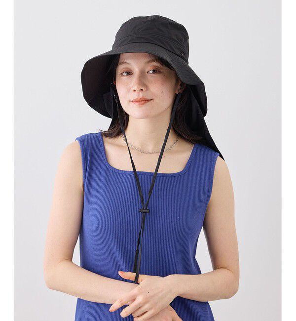 ROPE PICNIC PASSAGE「日よけ付きアドベンチャーハット/UVカット・撥水・抗菌」|ハット|ブラック(01)