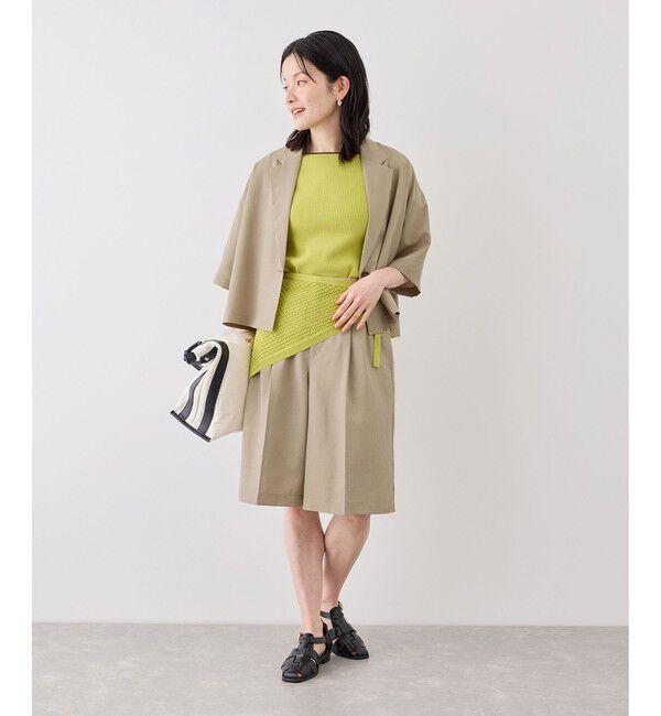 Rope&rsquo;Picnic「エアリーリネンライク ハーフスリーブジャケット/接触冷感・UVカット・速乾」|テーラードジャケット|