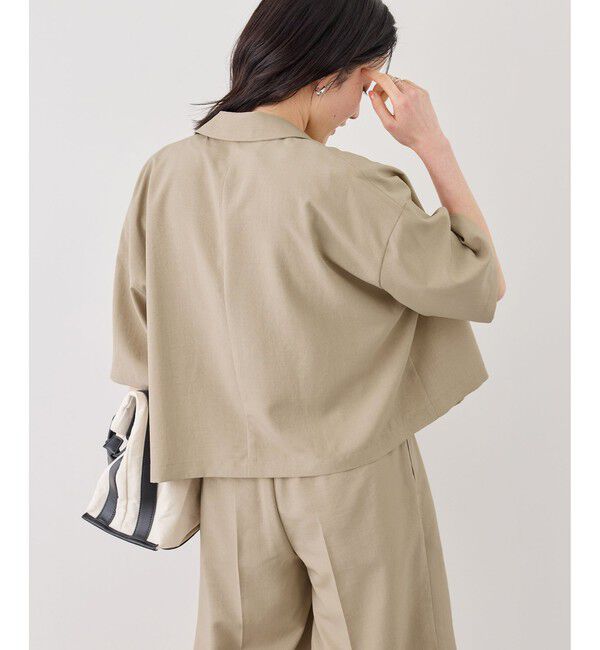 Rope&rsquo;Picnic「エアリーリネンライク ハーフスリーブジャケット/接触冷感・UVカット・速乾」|テーラードジャケット|