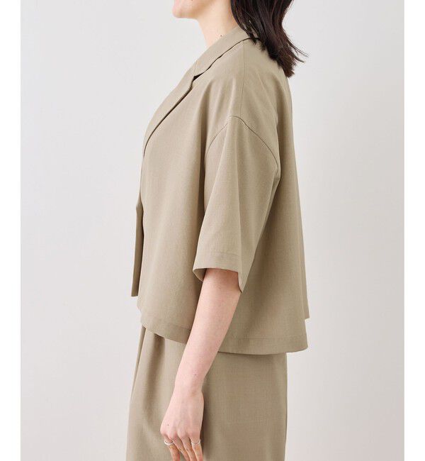 Rope&rsquo;Picnic「エアリーリネンライク ハーフスリーブジャケット/接触冷感・UVカット・速乾」|テーラードジャケット|