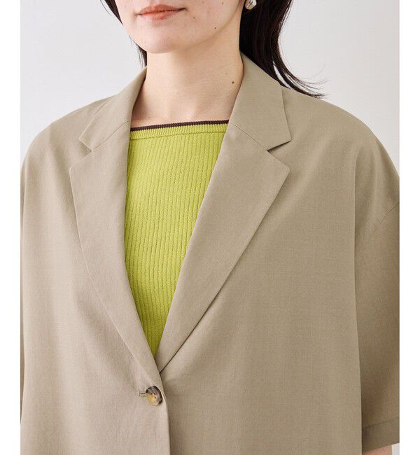 Rope&rsquo;Picnic「エアリーリネンライク ハーフスリーブジャケット/接触冷感・UVカット・速乾」|テーラードジャケット|