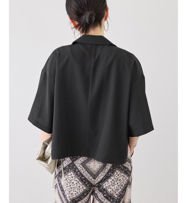 Rope&rsquo;Picnic「エアリーリネンライク ハーフスリーブジャケット/接触冷感・UVカット・速乾」|テーラードジャケット|