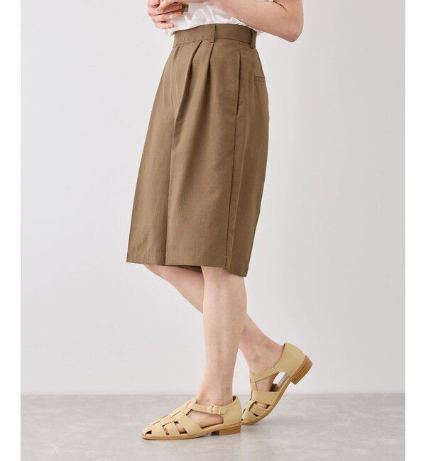 Rope&rsquo;Picnic「エアリーリネンライク タックハーフパンツ/UVカット・速乾」|チノ|