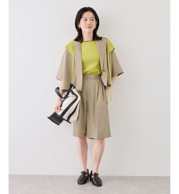 Rope&rsquo;Picnic「エアリーリネンライク タックハーフパンツ/UVカット・速乾」|チノ|