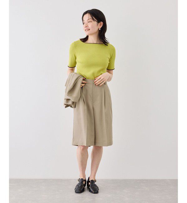 Rope&rsquo;Picnic「エアリーリネンライク タックハーフパンツ/UVカット・速乾」|チノ|