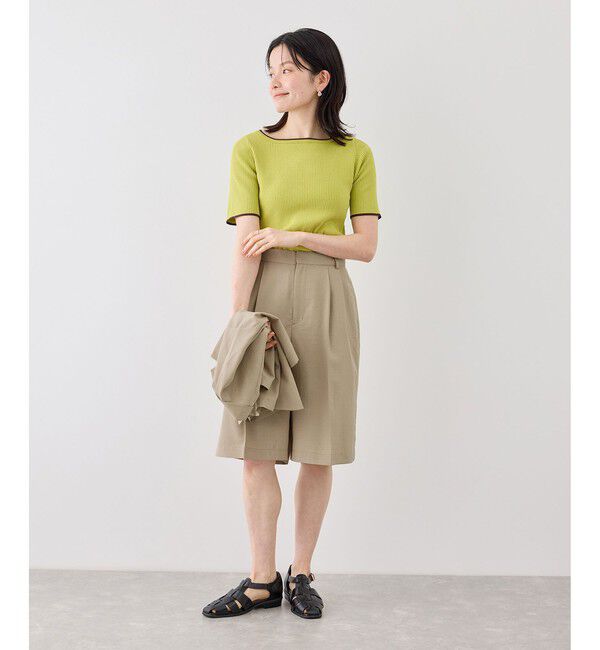 Rope&rsquo;Picnic「エアリーリネンライク タックハーフパンツ/UVカット・速乾」|チノ|