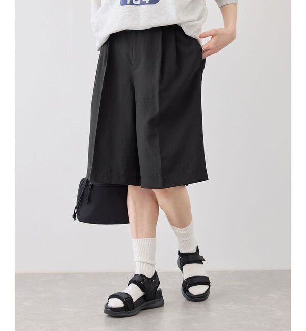 Rope&rsquo;Picnic「エアリーリネンライク タックハーフパンツ/UVカット・速乾」|チノ|