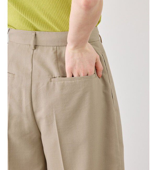 Rope&rsquo;Picnic「エアリーリネンライク タックハーフパンツ/UVカット・速乾」|チノ|