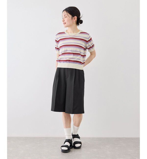 Rope&rsquo;Picnic「エアリーリネンライク タックハーフパンツ/UVカット・速乾」|チノ|