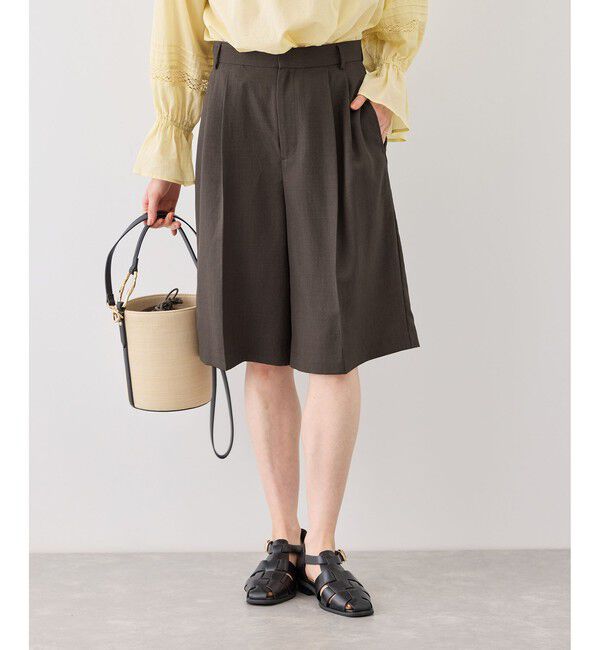 Rope&rsquo;Picnic「エアリーリネンライク タックハーフパンツ/UVカット・速乾」|チノ|