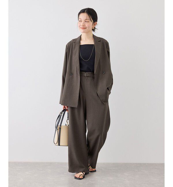 Rope&rsquo;Picnic「エアリーリネンライク タックワイドパンツ/UVカット・速乾」|チノ|