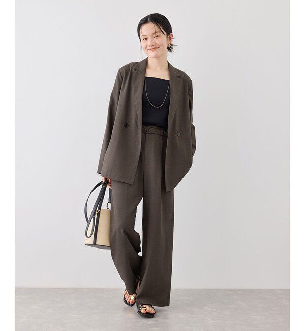 Rope&rsquo;Picnic「エアリーリネンライク タックワイドパンツ/UVカット・速乾」|チノ|