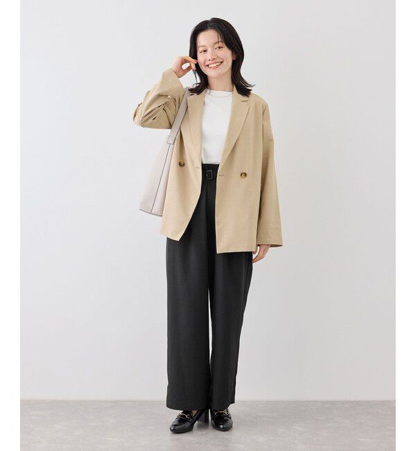 Rope&rsquo;Picnic「エアリーリネンライク タックワイドパンツ/UVカット・速乾」|チノ|