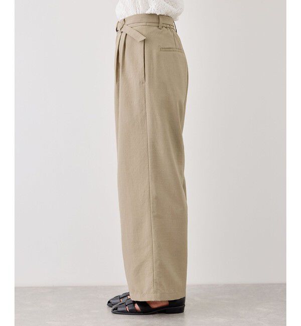 Rope&rsquo;Picnic「エアリーリネンライク タックワイドパンツ/UVカット・速乾」|チノ|