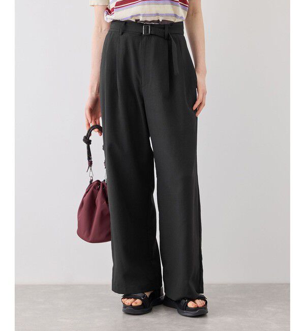 Rope&rsquo;Picnic「エアリーリネンライク タックワイドパンツ/UVカット・速乾」|チノ|