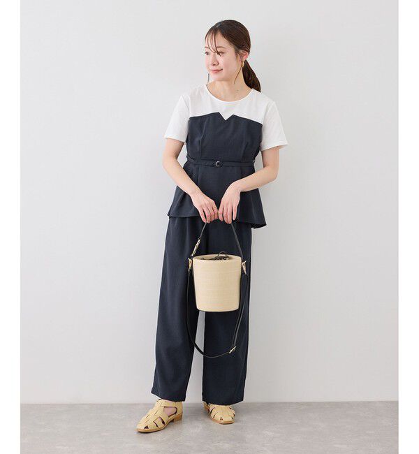 Rope&rsquo;Picnic「【cahoさんコラボ】低身長・小柄さんサイズ エアリーリネンライク タックワイドパンツ」|チノ|