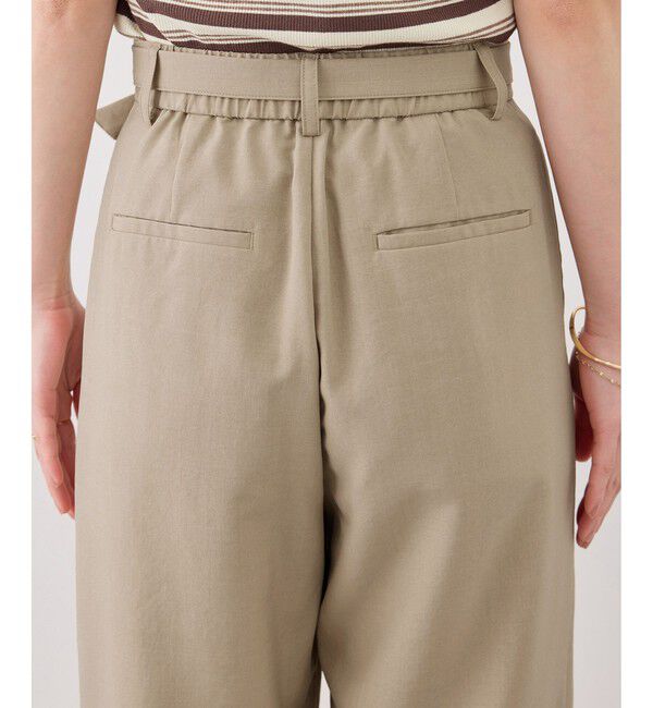 Rope&rsquo;Picnic「【cahoさんコラボ】低身長・小柄さんサイズ エアリーリネンライク タックワイドパンツ」|チノ|